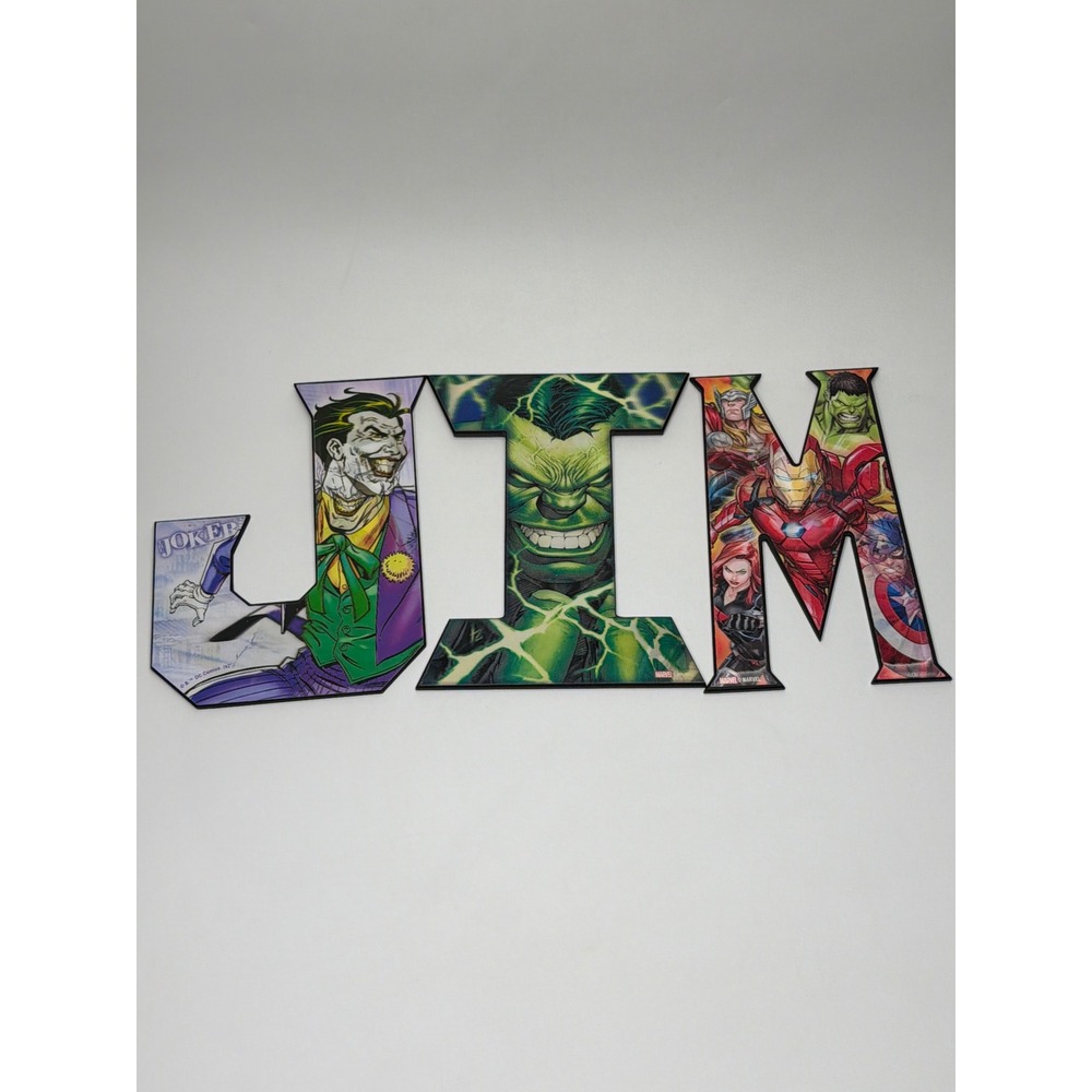 Marvel DC Comics Wall Art Letters JIM Joker Hulk Avengers Superhero‎ Decor